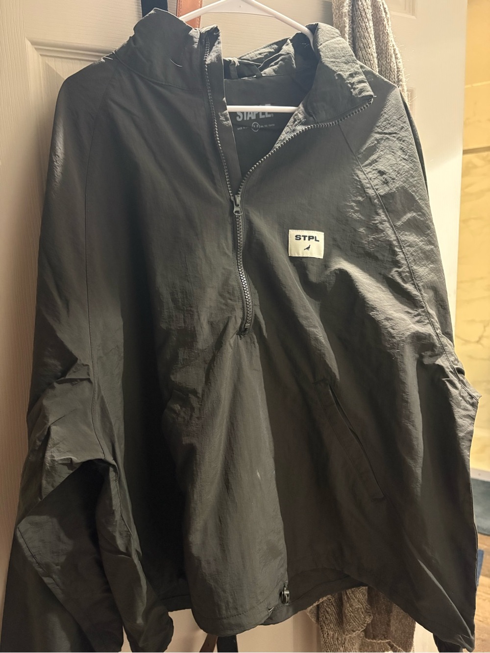 Staple Black Pullover Windbreaker Half-Zip Jacket